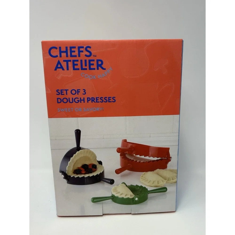 Chefs Atelier 3 Piece Red, Blue & Green Multi-Size Dough Press Set Sweet/ Savory
